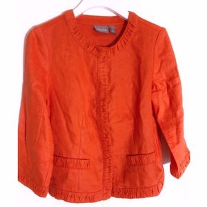 Orange 3/4 linen blouse